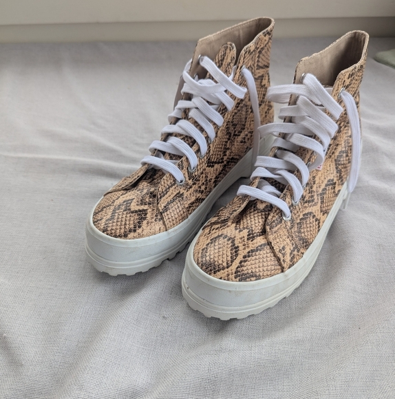 NWT Superga Platform High Top Snakeskin Print Sneakers Womens 10 - Picture 5 of 7